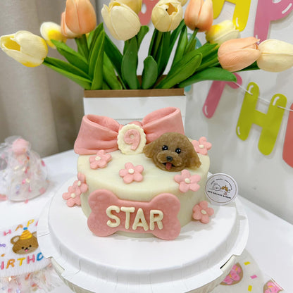 3D Customized Dog/Cat Ribbon Flowers Cake - Pets Delight Bakery Pte Ltd