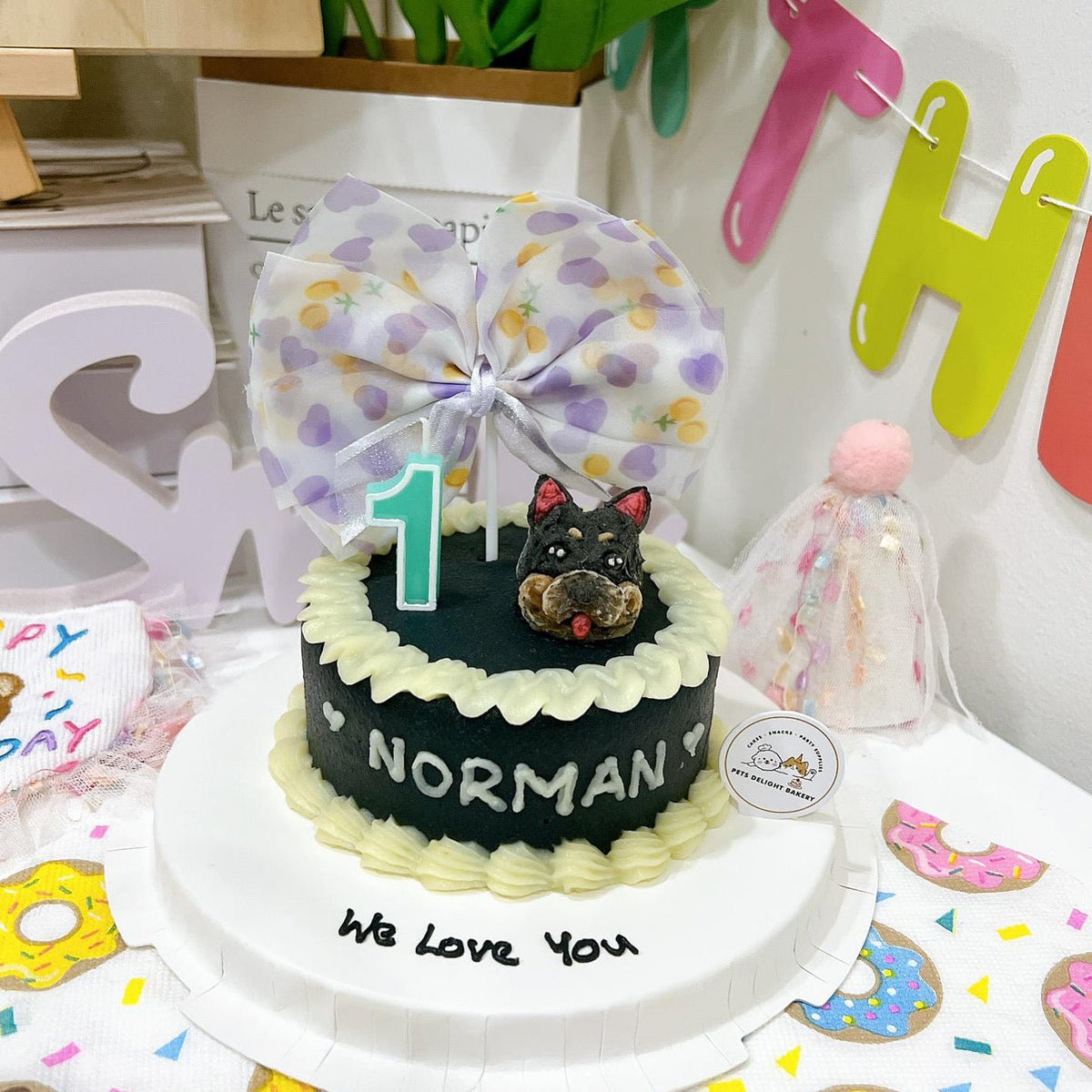 3D Customized Doggy Head with Ribbon Cake (Same-day) - Pets Delight Bakery Pte Ltd