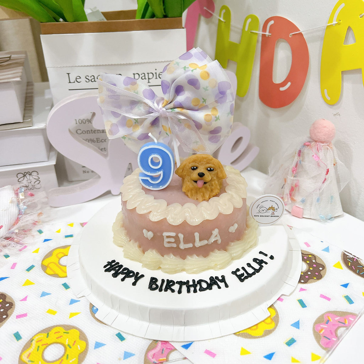3D Customized Doggy Head with Ribbon Cake (Same-day) - Pets Delight Bakery Pte Ltd