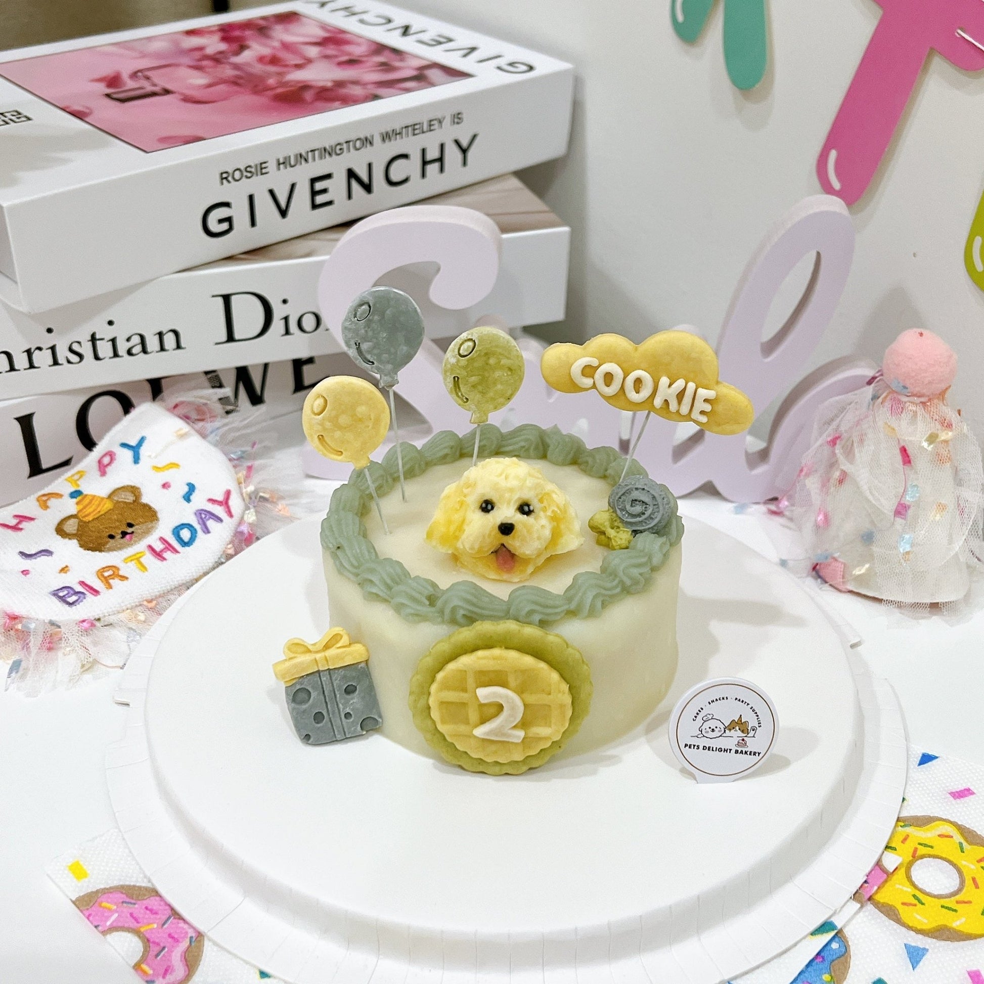 3D Maltipoo with Balloon Cake - Pets Delight Bakery Pte Ltd