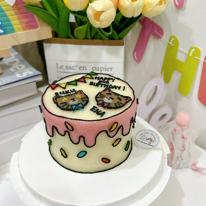 2D Tall Customized Dog/Cat Comic Cake