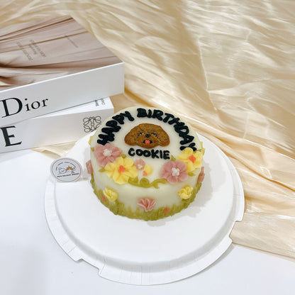 2D Custom Dog/Cat Garden Flower Cake