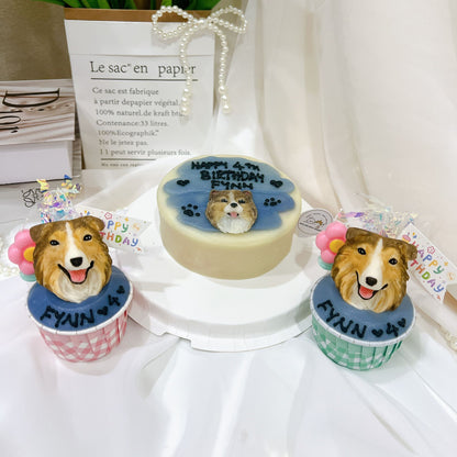 2D Custom Dog/Cat Cake + 3D Cupcake Bundle Set
