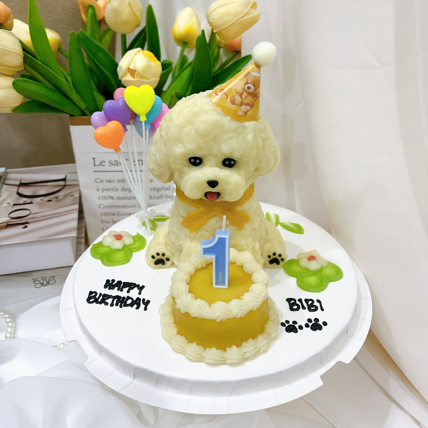 White Bichon/Poodle Full Body Cake (Customizable)