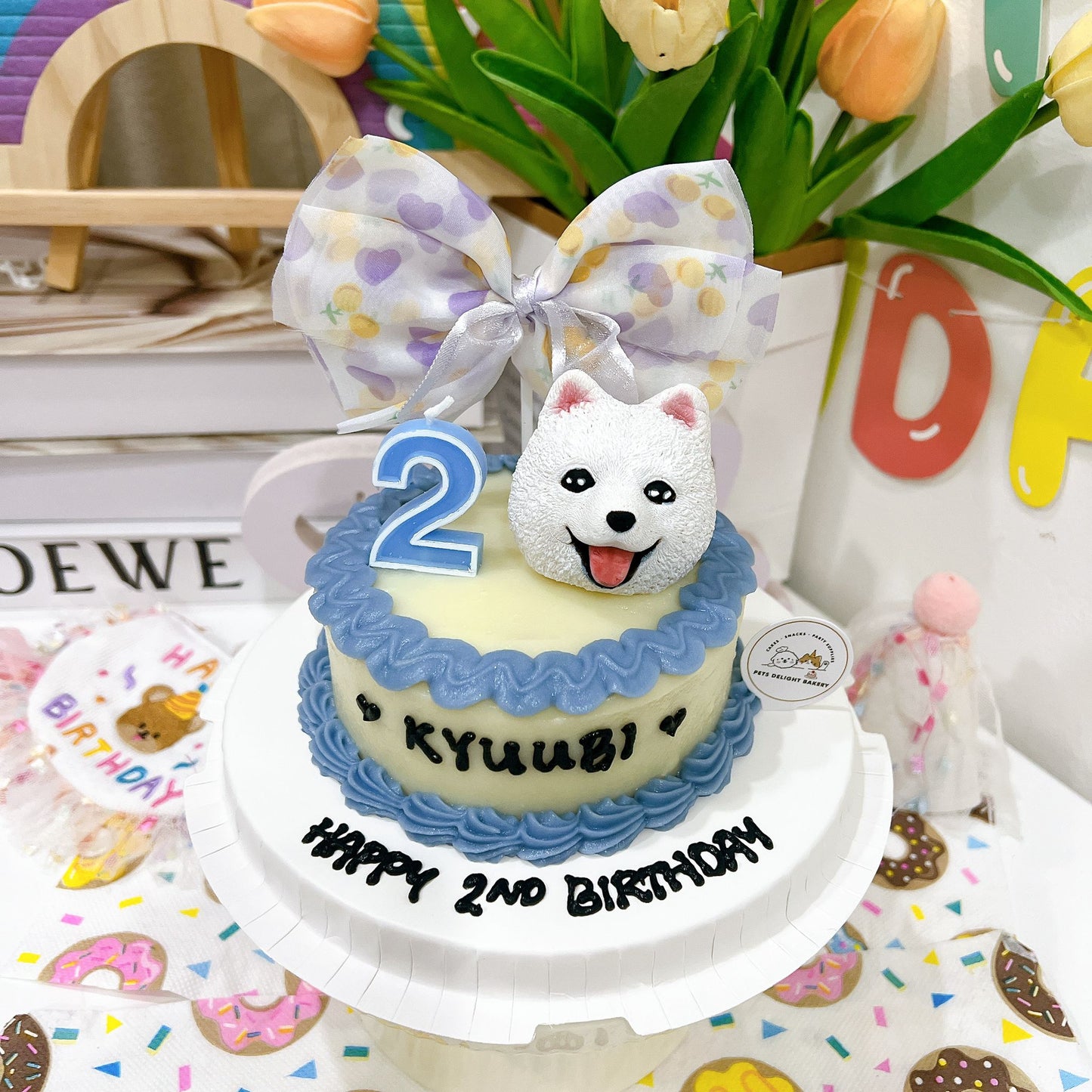 3D Customized Doggy Head with Ribbon Cake (Same-day)