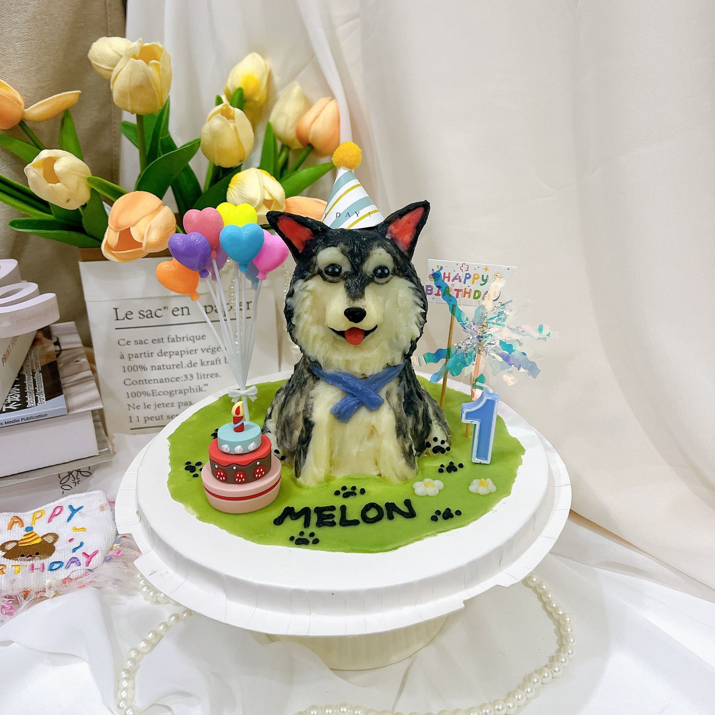 Husky Full Body Dog/Cat Cake (Customizable)