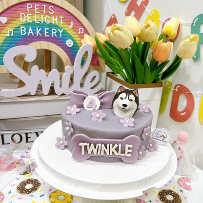 3D Customized Dog/Cat Ribbon Flowers Cake
