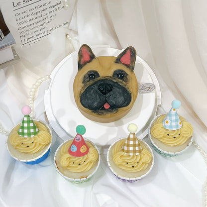 Puppy Face Cake + Party Hat Cupcakes Bundle Set (SAME-DAY)