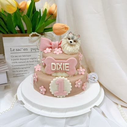 3D Customized Dog/Cat Ribbon Flowers Cake