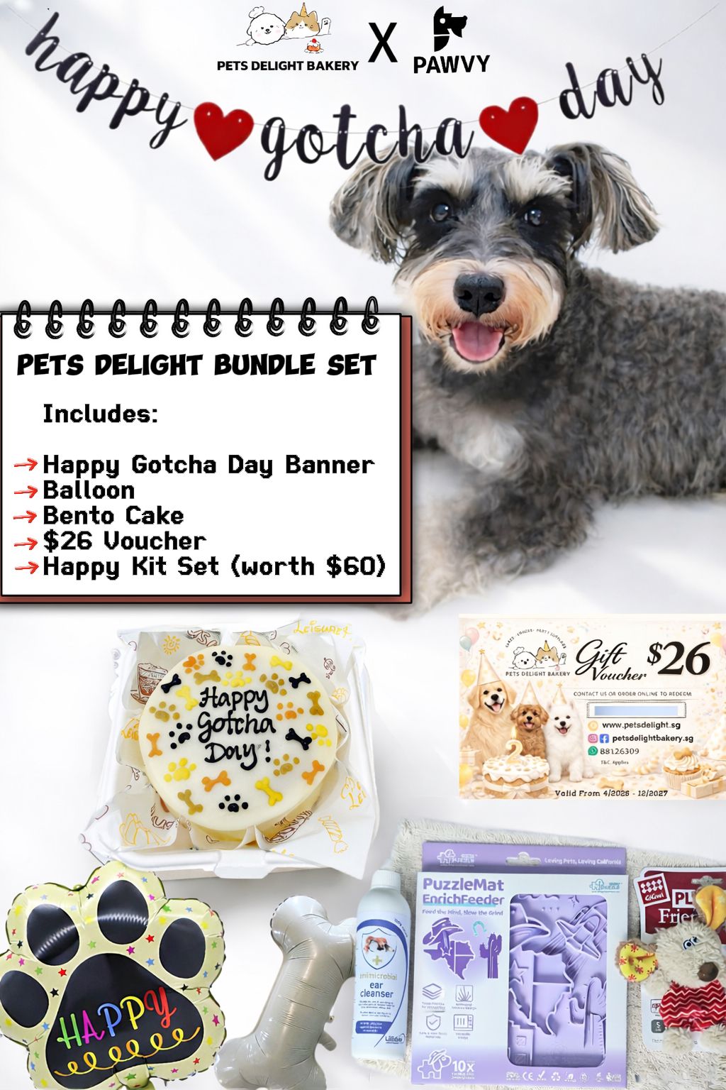 Pets Welcome Home/HBD/ Gotcha Day Bundle Set - Pets Delight Bakery Pte Ltd