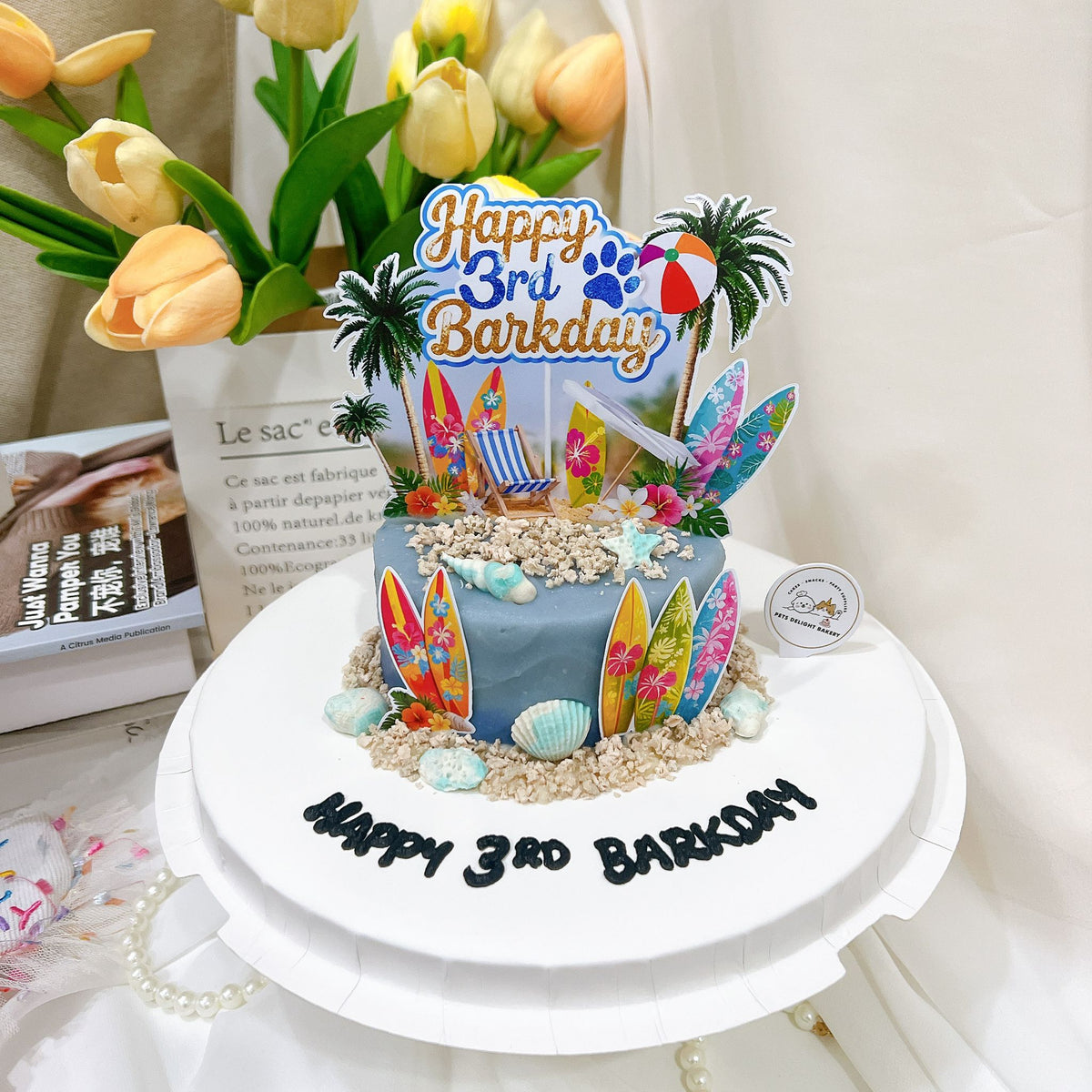 Tropical Surf Beach Pawty Cake - Pets Delight Bakery Pte Ltd
