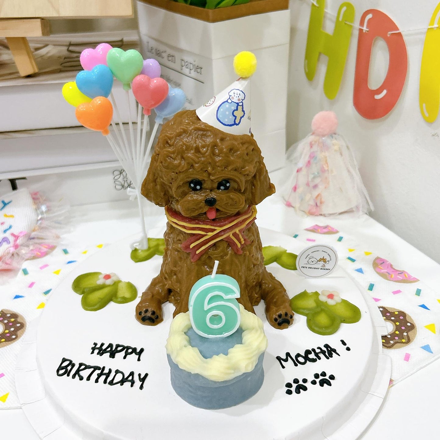 White Bichon/Poodle Full Body Cake (Customizable) - Pets Delight Bakery Pte Ltd