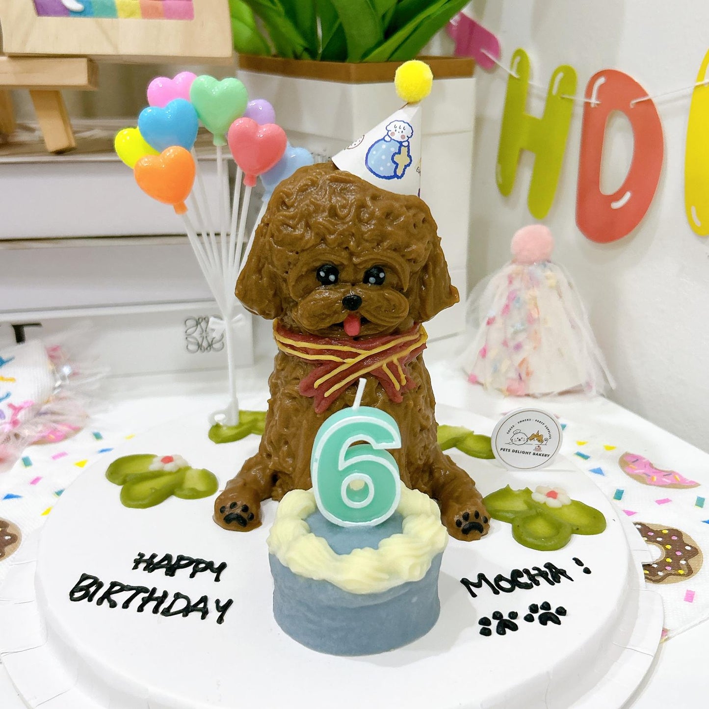 White Bichon/Poodle Full Body Cake (Customizable) - Pets Delight Bakery Pte Ltd
