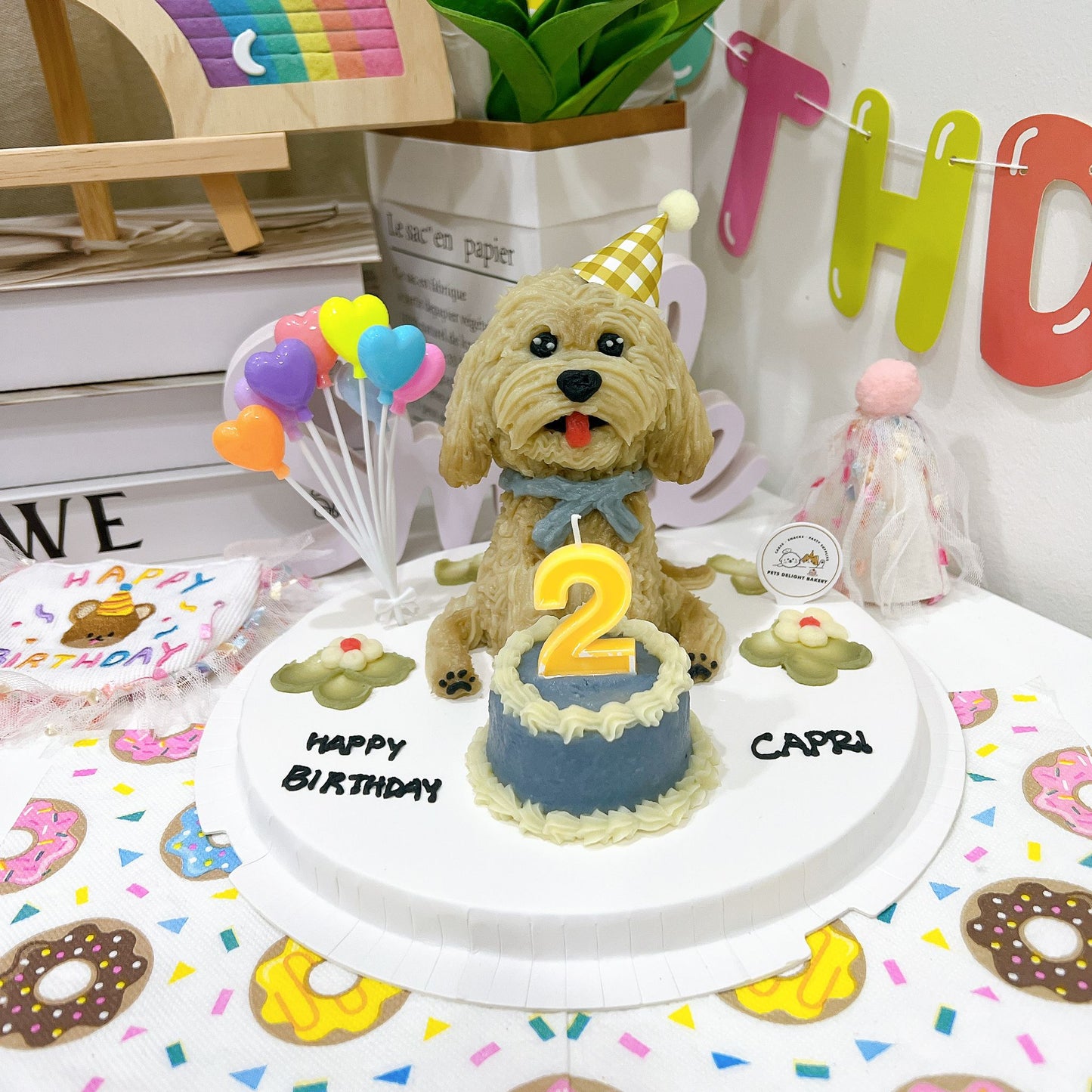 White Bichon/Poodle Full Body Cake (Customizable) - Pets Delight Bakery Pte Ltd